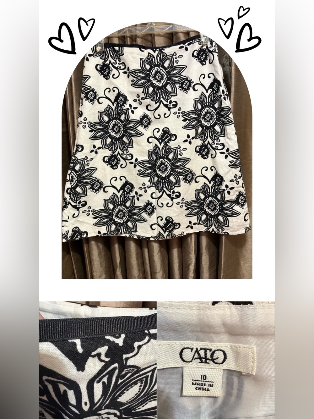Cato Black and White Floral A-Line Skirt Look@Pics #1980